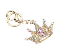 GLOGLOW Porte-clés Couronne Brillant, Pendentif Décoratif pour Sac à Main, Rose