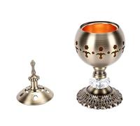 GLOGLOW Porte-encens Décoratif en Bronze Antique, Style Rétro Européen du Moyen- avec Colonne de Cristal Sculptée Creuse pour la Maison, Le Spa, Le Salon de thé, Les Faveurs de Mariage (Style 3)