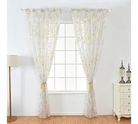 GLOGLOW Rideaux en Tulle de Couleur Vive, Rideau d'intimité Doux Réduisant Le Bruit pour Chambre à Coucher et Salon 3,28 X 6,6 Pieds (Gold)
