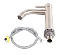 GLOGLOW Robinet de Salle de Bain en Acier Inoxydable, Robinet D'eau brossé à Noyau de Valve en Céramique, avec Barboteur et Base épaissie, pour Lavabo, Bac à Linge, évier de Lavage des