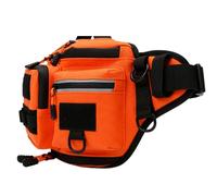 GLOGLOW Sac Banane de Pêche avec Plusieurs Compartiments, Boucles Externes et Porte-Canne, 36 X 15 X 19 Cm, pour Camping, Pêche, Randonneurs, Sac de, Tissu Oxford Imperméable, Cyclisme (Orange)