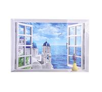 GLOGLOW Stickers muraux, 3D Sea View Scenery Wallpaper Wall Sticker décorations murales Autocollant Papier Peint Auto-adhésif Autocollants Amovibles(Mer Egée)