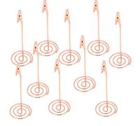 GLOGLOW Support de Clip de Mémo en Acier au Carbone, 10 Pièces Porte-carte de Nom de Bureau pour Notes de Photos, Base Circulaire avec Galvanoplastie pour la Décoration de la Maison de