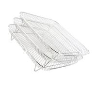 GLOGLOW Support de Friteuse à 3 Couches en Acier Inoxydable pour Friteuse à Air, Accessoires de Support de Déshydrateur Empilables de Forme Carrée pour Cuisiner Plusieurs Plats à la Fois