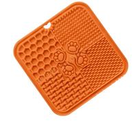 GLOGLOW Tapis à Lécher pour Animaux de Compagnie en Silicone Souple, Plat à Alimentation Lente pour Chat, Bol à Manger Lentement, Coussinet Anti-étouffement avec Ventouse Antidérapante (Orange)