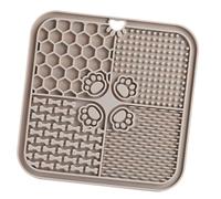 GLOGLOW Tapis à Lécher pour Animaux de Compagnie en Silicone Souple, Plat à Alimentation Lente pour Chat, Bol à Manger Lentement, Coussinet Anti-étouffement avec Ventouse Antidérapante (Grey)