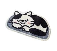 GLOGLOW Tapis de Salle de Bain, de Douche, de Bain, avec Fond Antidérapant, Doux et Absorbant, Lavable en Machine, pour la Maison, L'hôtel, (Chat couché 40x60cm/15.7x23.6in Simili Cachemire)