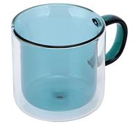 GLOGLOW Tasse à café en Verre Borosilicate, Tasse à Boire Double Couche Faite à la Main pour Vin, Bière, Soda, capacité de 250 Ml, Idéale pour une Utilisation à la Maison et à l'hôtel (Lac vert)