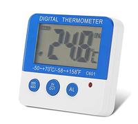GLOGLOW Thermomètre Intérieur Extérieur, Matériau ABS, Grand écran LCD, Alarme Haute Basse Température, pour Fermes d'élevage, Réfrigérateurs, Caves à Vin