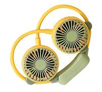 GLOGLOW Ventilateur de Cou sans Pales, 3 Vitesses, Rechargeable par USB, Portable, Mains Libres, Pliable, pour le Bureau, les Voyages, le Travail en Plein Air (YELLOW)
