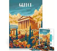 Gloire de la Grèce Antique Puzzle 1000 pièces pour Adultes Jeu de réflexion et d'exercice Ajustement Parfait Activité de Partage et de renforcement des Liens familiaux (38x26cm)