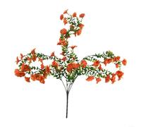 Gloire du matin artificielle à suspendre avec feuilles d'eucalyptus réalistes pour porte d'entrée, porche, clôture, décoration de jardin, soie et base en plastique (rouge coucher de soleil)