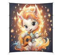 Gloire Mignon Dessin Animé Licorne Tente de Plage Facile à Monter,Abri Solaire pour Le Camping avec Sacs de Sable,Pelles à Sable pour Les Pique Niques en Plein Air