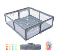 GLOKID Parc Bébé,180x200cm, modulable, grand parc pour enfant en bas âge, Balle marine sac de rangement, crochet, pour la maison (180x200cm)