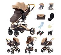 GLOKID Poussette 3 en 1 Pliable, avec Conception Pliable en Un Clic, système de voyage, Deux Façons de Pousser, Moustiquaire, Couvre-Pieds, Porte-Gobelet, pour nouveau-né jusqu'à 3 ans (H530 beige)