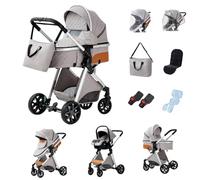 GLOKID Poussette 3 en 1 Pliable, Système de voyage, Conception pliable en un clic, Deux Façons de Pousser, Moustiquaire, Couvre-Pieds, Porte-Gobelet, pour nouveau-né jusqu'à 3 ans (DPV9 Gris clair)