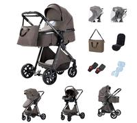 GLOKID Poussette 3 en 1 Pliable, Système de voyage, Conception pliable en un clic, Deux Façons de Pousser, Moustiquaire, Couvre-Pieds, Porte-Gobelet, pour nouveau-né jusqu'à 3 ans (DPV9 Chocolat)