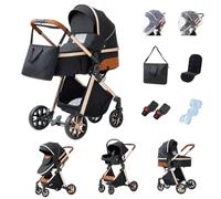 GLOKID Poussette 3 en 1 Pliable, Système de voyage, Conception pliable en un clic, Deux Façons de Pousser, Moustiquaire, Couvre-Pieds, Porte-Gobelet, pour nouveau-né jusqu'à 3 ans (DPV9 Noir)