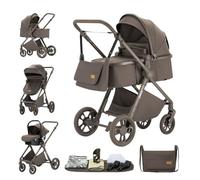 GLOKID Poussette combinée 3 en 1 portable, pliable d'une seule main, poussette citadine avec siège, Haute Paysage Poussettes Pliantes Trolley Bébé Landau pour 0-36（CHOCOLAT ）