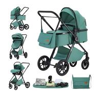 GLOKID Poussette combinée 3 en 1 portable, pliable d'une seule main, poussette citadine avec siège, Haute Paysage Poussettes Pliantes Trolley Bébé Landau pour 0-36（VERT）