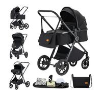 GLOKID Poussette combinée 3 en 1 portable, pliable d'une seule main, poussette citadine avec siège, Haute Paysage Poussettes Pliantes Trolley Bébé Landau pour 0-36（NOIR）