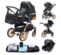 GLOKID Poussettes 3 en 1 Citadines Poussettes Combinées Pliable Poussette Tricycle Baby Walker Poussette Haute Paysage Poussettes Pliantes Trolley Bébé Landau pour 0-36 (GPX1 Noir)…