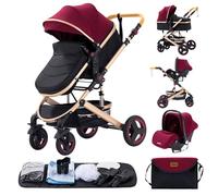 GLOKID Poussettes 3 en 1 Citadines Poussettes Combinées Poussette Tricycle Baby Walker Poussette Haute Paysage Poussettes Pliantes Trolley Bébé Landau pour 0-36 (Rouge)…