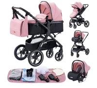 GLOKID Poussettes 3 en 1 Citadines Poussettes Combinées Poussette Tricycle Baby Walker Poussette Haute Paysage Poussettes Pliantes Trolley Bébé Landau pour 0-36 (X1 Couleur rose)