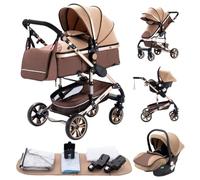 GLOKID Poussettes 3 en 1 Citadines Poussettes Combinées Poussette Tricycle Baby Walker Poussette Haute Paysage Poussettes Pliantes Trolley Bébé Landau pour 0-36 (739 Couleur kaki)
