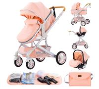 GLOKID Poussettes 3 en 1 Citadines Poussettes Combinées Poussette Tricycle Baby Walker Poussette Haute Paysage Poussettes Pliantes Trolley Bébé Landau pour 0-36 (530 Rose)