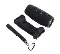 Glomc 1 coque de protection en silicone pour Jbl Charge 6 avec cordon, coque souple et résistante aux chocs pour l'extérieur, voyage, camping, découpes précises, noir (noir)