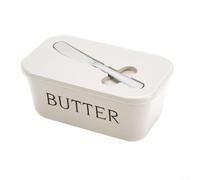 Glomc Beurrier de cuisine avec couvercle rainuré à spatule intégré, récipient en plastique pour le stockage du beurre et du fromage, convient pour plusieurs ingrédients de cuisine (blanc)