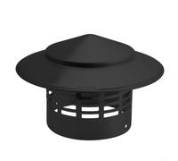 Glomc Capuchon de cheminée en acier inoxydable de 75 à 200 mm, couvercle de cheminée, hotte d'évacuation, capuchon de pluie de toit noir avec protection en maille, capot de sortie d'air extérieur pour