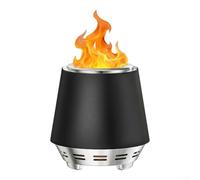Glomc Cheminée de table en acier inoxydable sans fumée avec poêle à cendres pour chauffage extérieur et camping, finition noire, 21 cm