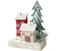 Glomc Décoration de maison de Noël en bois rouge pour chalet de ski, décoration minimaliste de table, centre de table, décoration festive pour la maison (C/200 g)