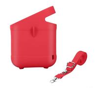 Glomc Housse en silicone souple, avec bretelles réglables, pour lecteur audio Toniebox 2, housse de protection, avec boutons et ports (rouge)