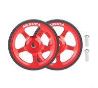 Glomc Lot de 2 roues de vélo pliantes de 60 mm en alliage d'aluminium et caoutchouc de rechange avec roulements pour Brompton et pour 3SIXTY, roulement lisse pour les trajets en ville (rouge)