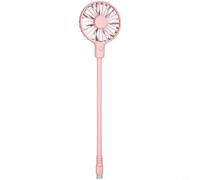 Glomc Mini ventilateur portable de type C avec batterie rechargeable, tuyau réglable à 360° et support de téléphone double fonction, en blanc/rose/noir (2)