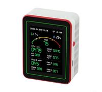 Glomc Moniteur d'air intérieur 15 en 1 avec affichage à code couleur pour lecture instantanée de température et d'humidité AQI HCHO PM2.5 PM10 TVOC pour la maison, la chambre, le bureau, la cuisine