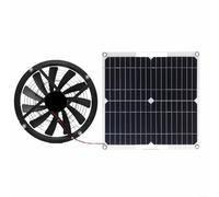 Glomc Panneau solaire monocristallin de 15 W avec ventilateur de ventilation circulaire de 25,4 cm et design étanche IP65 pour niche, niche extérieure ou abri pour petits animaux