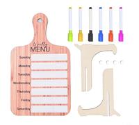 Glomc Planificateur de repas magnétique en bois pour réfrigérateur, 19 x 33 cm, organiseur de menu hebdomadaire avec fonction effaçable à sec, outil de planification des repas de cuisine