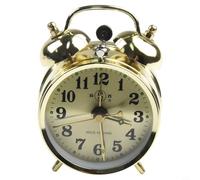 Glomc Réveil analogique de chevet, design rétro vintage avec double clochette, remontage mécanique, pas besoin de piles, réveil fort pour les gros dormeurs.