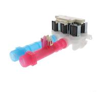 Glomc Valve d'entrée d'eau de rechange pour machine à laver, construction en plastique et métal, compatible avec les modèles de lave-linge standard, rouge, bleu gris, pour une utilisation domestique