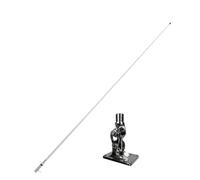 Glomex Kit d'antenne VHF haute performance 2,4 m (blanc/chromé) + base RA107SSFME, modèle RA1206CR - Gain élevé 6 dB, virole chromée, pour bateaux à voile, moteur, bateaux pneumatiques, yachts