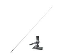 Glomex Kit d'antenne VHF haute performance 2,4 m (blanc/chromé) + base RA166/23, modèle RA1206CR - Gain élevé 6 dB, bague chromée, pour bateaux à voilier, moteur, bateaux pneumatiques, yachts
