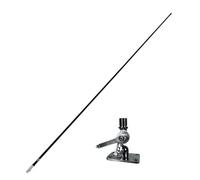 Glomex Kit d'antenne VHF haute performance 2,4 m (noir/chromé) + base RA166/23, modèle RA1206CR/BK - Gain élevé 6 dB, bague chromée, pour bateaux à voilier, moteur, bateaux pneumatiques, yachts