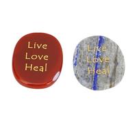 Glomora 2Pcs Engraved Stone,Live Love Heal Pattern Carving Nature Pocket Palm Stone Party Favors Gifts Wedding, Anniversary, Birthday, Memorial