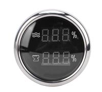 Glomora 52mm 2 en 1 jauge de niveau d'eau numérique multifonction avec rétro-éclairage blanc pour camping-cars camions bateaux yachts (Black Dial Silver Bezel)