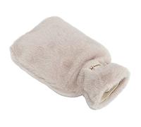 Glomora Botella de Agua Caliente de Felpa, Botella de Agua Caliente con Textura Antideslizante de Boca Ancha de 1000 ml con Funda de Felpa Suave Lavable para calambres (light Coffee Color)