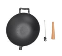 Glomora Cast Iron Wok Pan with Wood Handle - 30cm Multifunctional Stir Fry & Deep Frying Skillet for Gas, Induction & Electric Stovetops Outdoor Open